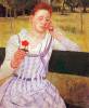 Woman With Red Zinnia By Cassatt