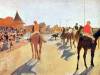 Jockeys In Front Of The Grandstand By Degas