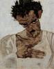 Self Portrait With Lowered Head By Schiele