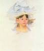 Ellen Mary Cassat With Large Blue Hat By Cassatt