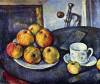 Still Life With A Bottle And Apple Cart By Cezanne