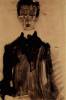 Self Portrait In A Black Robe By Schiele