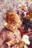 Woman Embroidering By Renoir