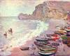 Etretat The Beach And La Porte Damont By Monet